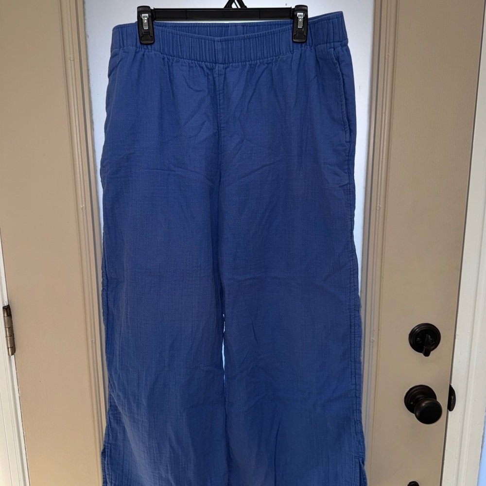 Old Navy Royal blue flowy linen pants size large wide leg